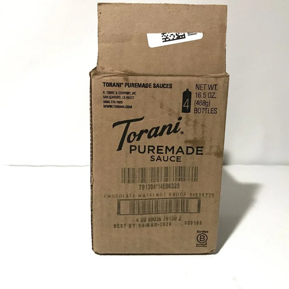 Torani Chocolate Hazlenut Puremade Sauce,4 Bottles